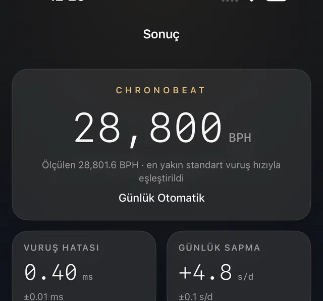 Zamanlama izli sonuç ekranı